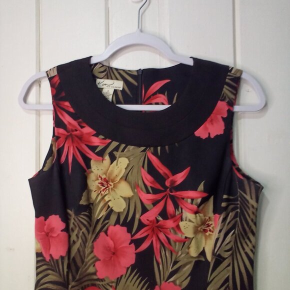 Kim Rogers Dress Women S Sleeveless Classic Career Floral Black Red Green - Picture 3 of 14